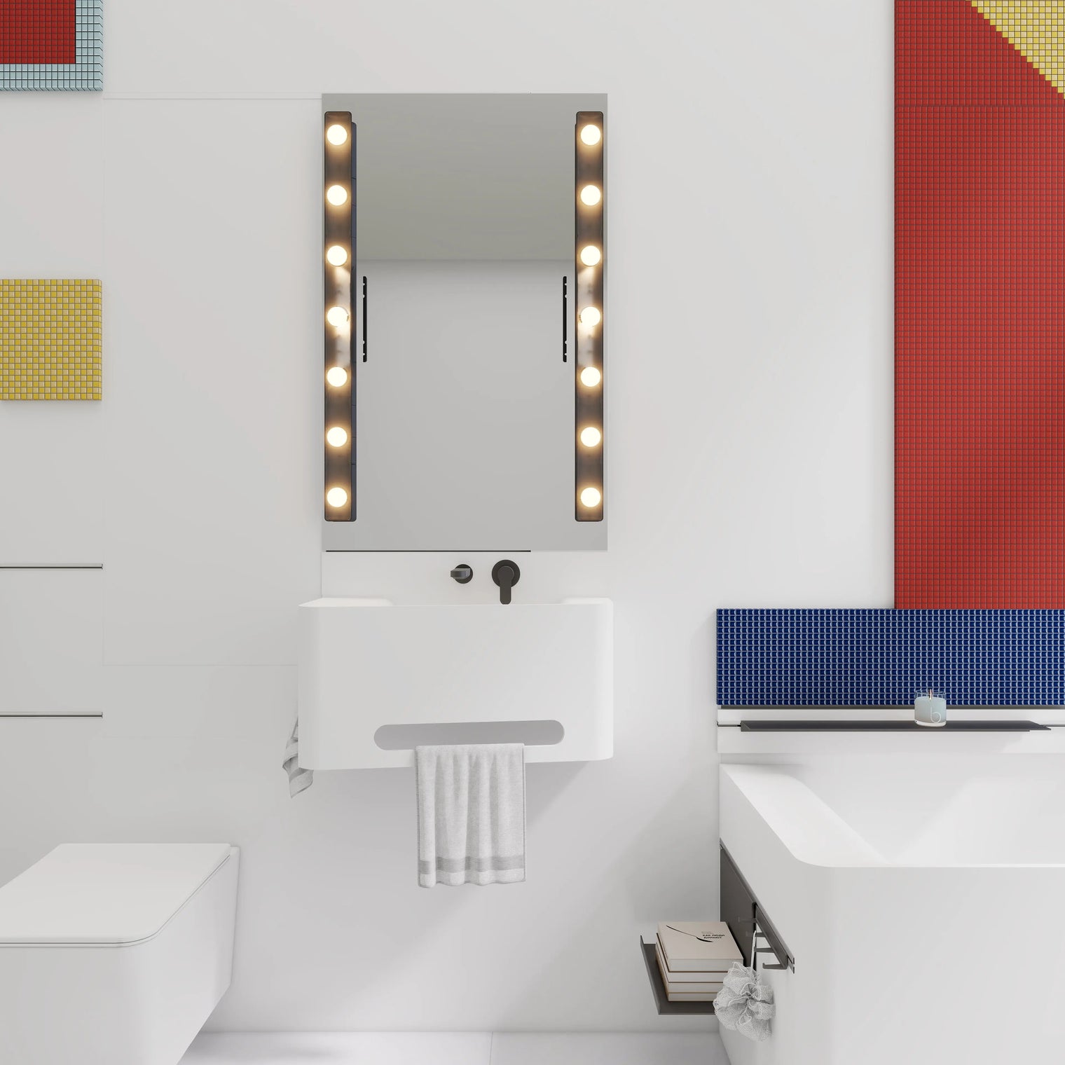 ELEMENTS Wall-Mount Washbasins Bowl on Right w/towel bar INFINITE BATH