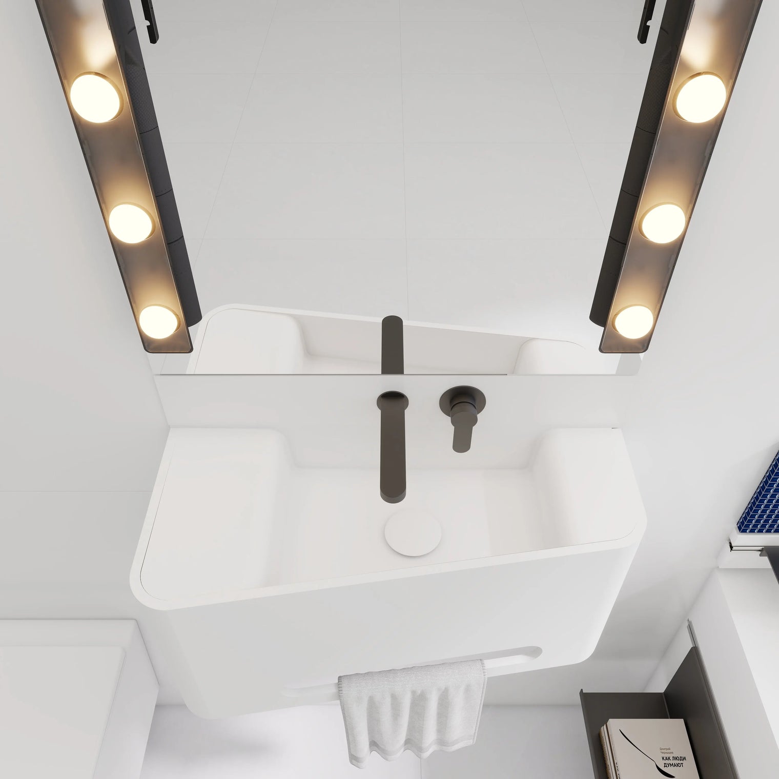 ELEMENTS Wall-Mount Washbasins Bowl on Right w/towel bar INFINITE BATH