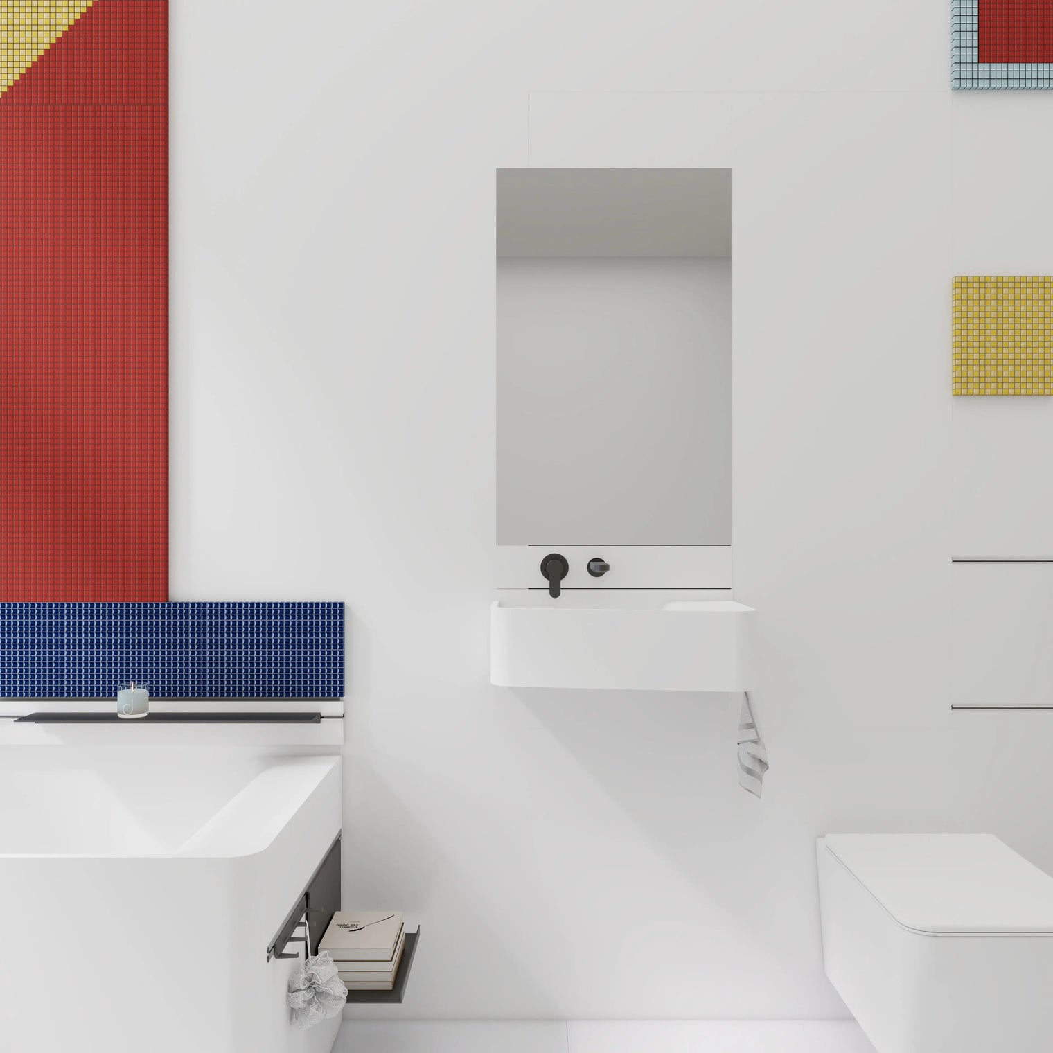 ELEMENTS Wall-Mount Washbasins Bowl on Left w/towel bar INFINITE BATH