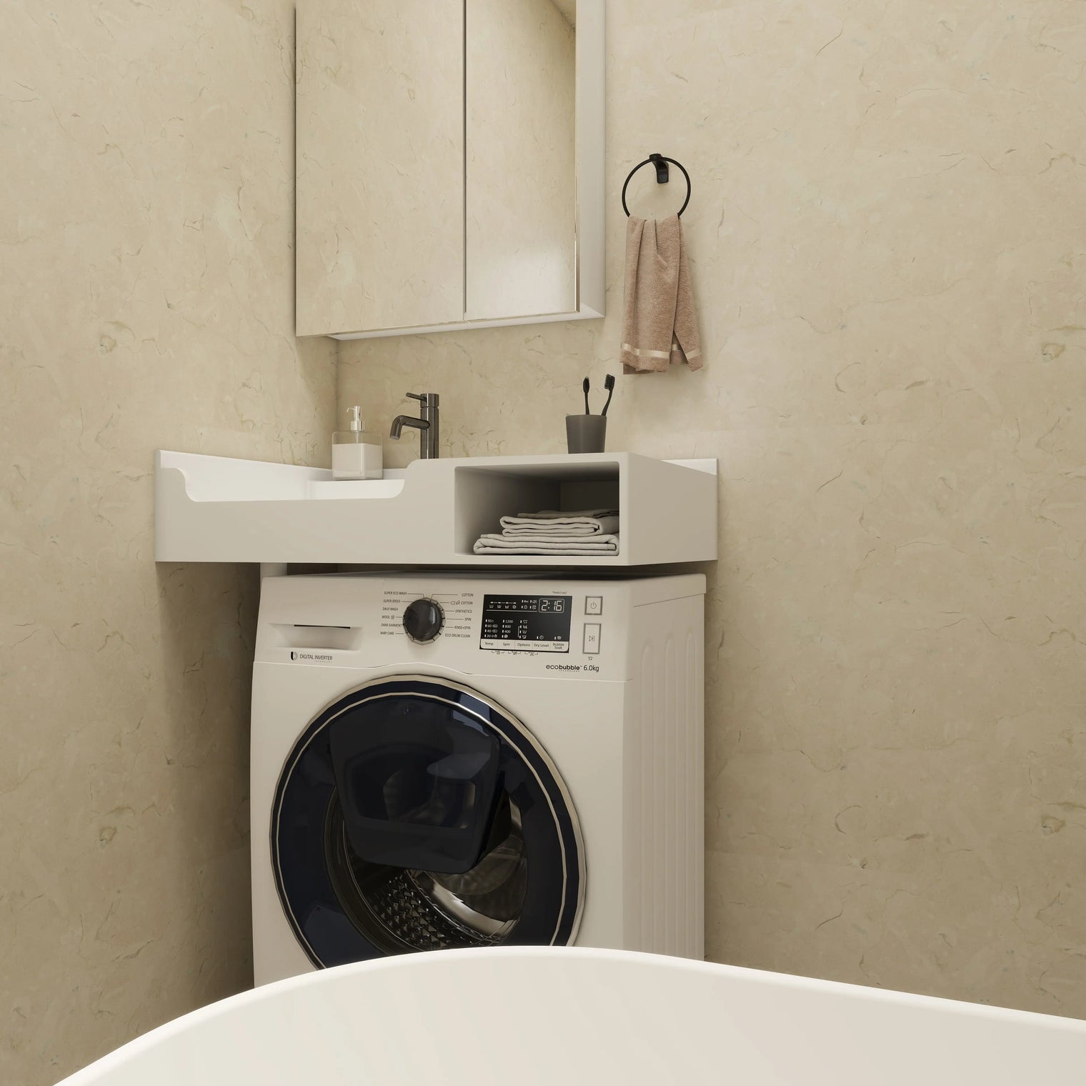 PURE Laundry Sink WM 80L w/Shelf INFINITE
