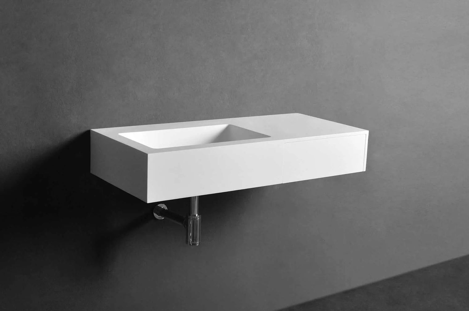 Vesta WM 90L w/Drawer-WALL MOUNT WASHBASINS-訂造一體無縫洗手盆,Tailor made Washbasins,waterbasin hk, 浴室物料,浴室裝修,訂造洗手盆,浴室翻新,Bathroomware ,Bespoke bathroom,浴室配件,訂造浴室潔具,訂造浴室傢俬,香港 浴室設計 公司,best custom bathroom furniture HK, Infinite Bath