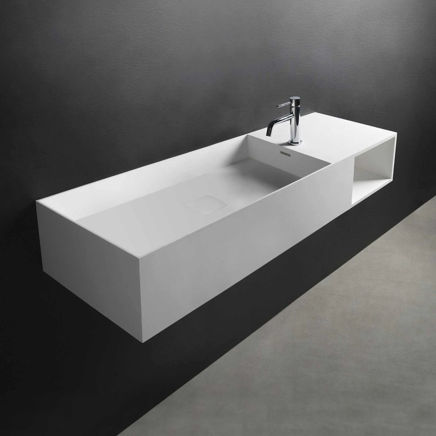 CUBE-X WM 120L w/Shelf-WALL MOUNT WASHBASINS-訂造一體無縫洗手盆,Tailor made Washbasins,waterbasin hk, 浴室物料,浴室裝修,訂造洗手盆,浴室翻新,Bathroomware ,Bespoke bathroom,浴室配件,訂造浴室潔具,訂造浴室傢俬,香港 浴室設計 公司,best custom bathroom furniture HK, Infinite Bath