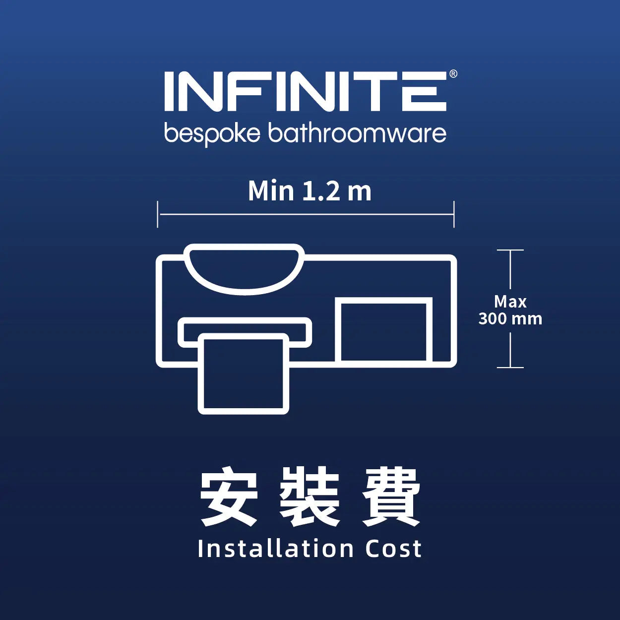 Installation service fee (Wall Mounted Washbasin length over 1.2m)
