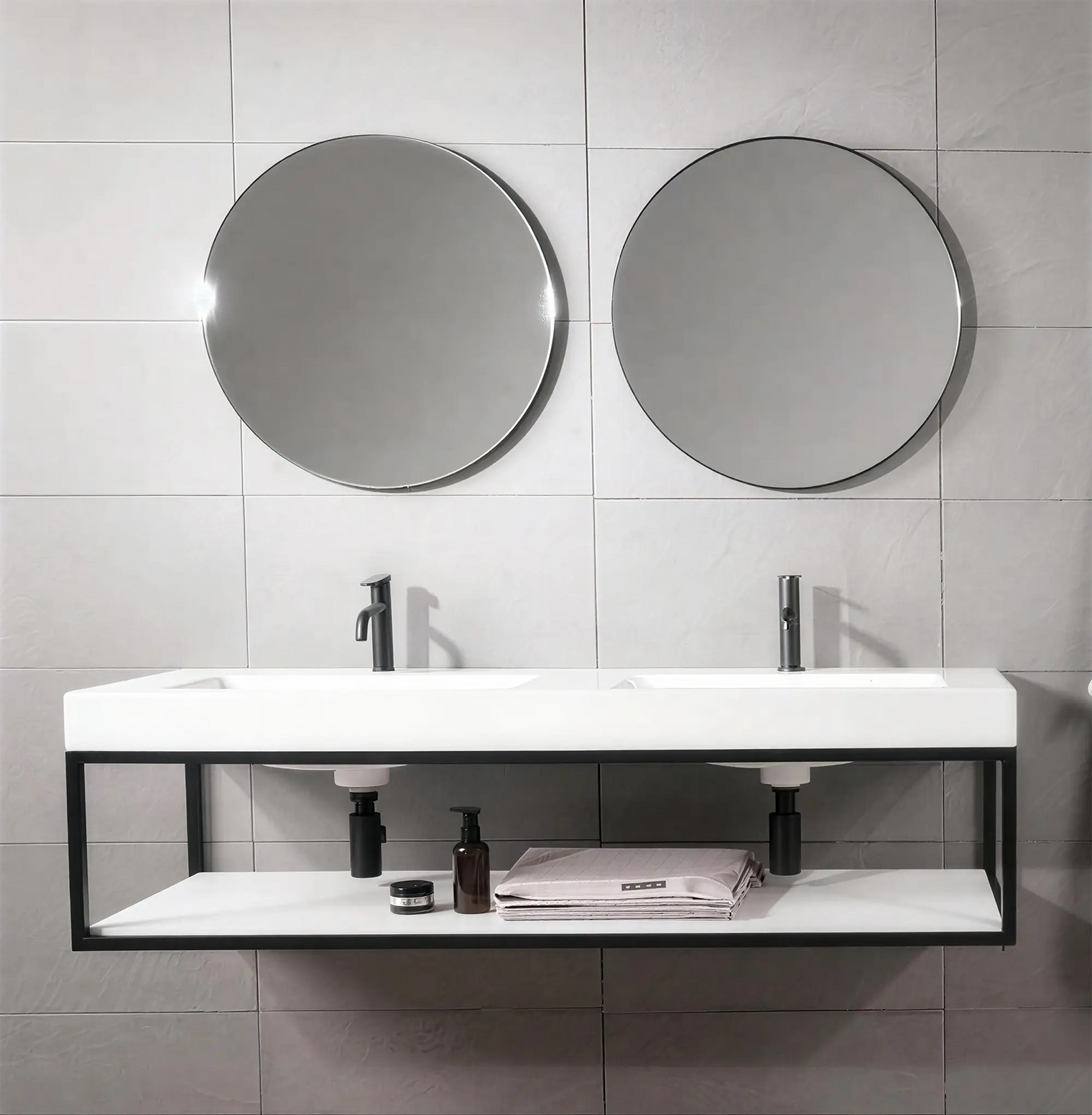 Hera Basin 147DB rectangular basin with pop-up drainage and magic cleaning sponge in honey comb box packaging