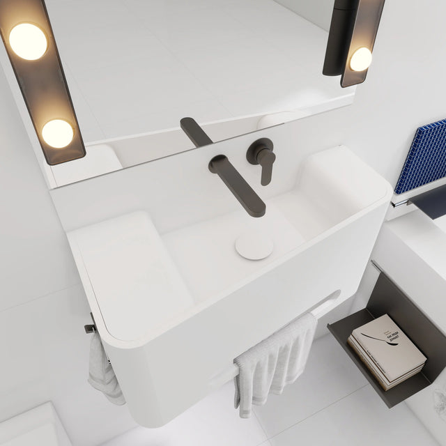 ELEMENTS Wall-Mount Washbasins Bowl on Right w/towel bar INFINITE BATH
