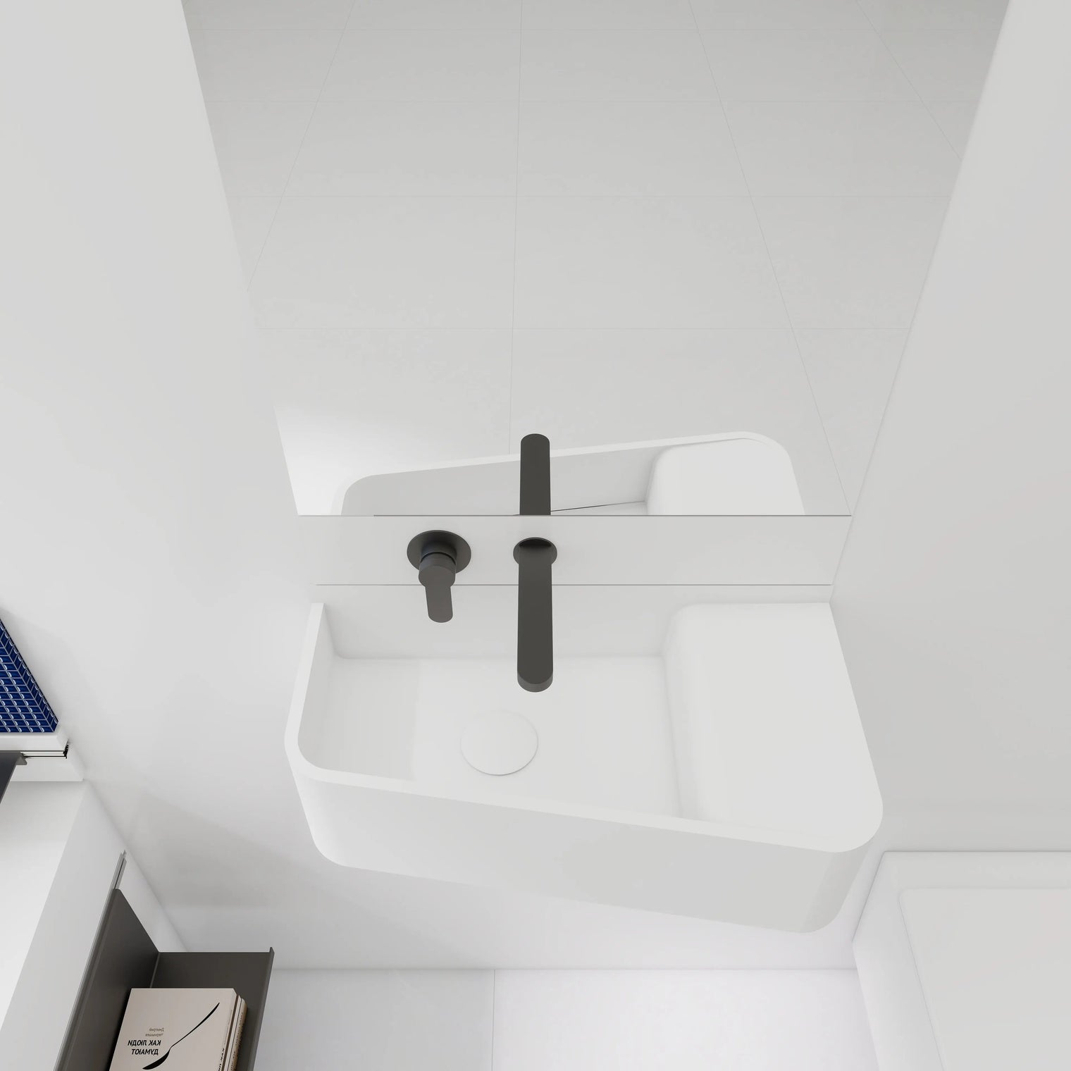 ELEMENTS Wall-Mount Washbasins Bowl on Left w/towel bar INFINITE BATH