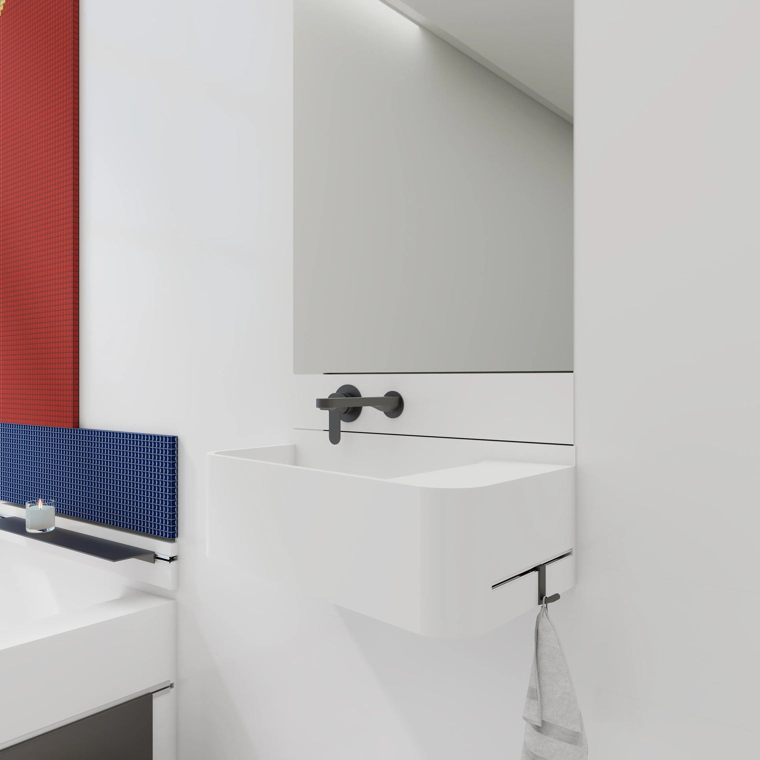 ELEMENTS Wall-Mount Washbasins Bowl on Left w/towel bar INFINITE BATH