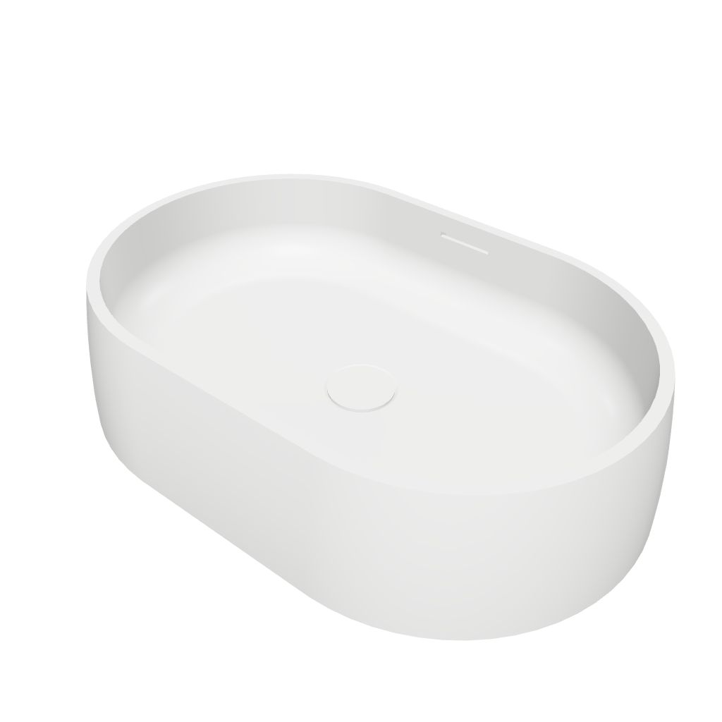 GELA 60 Designer Solid Surfaces Overcounter Washbasin GELA系列60CM橢圓型人造石設計師檯上式臉盆採用特別溢水設計