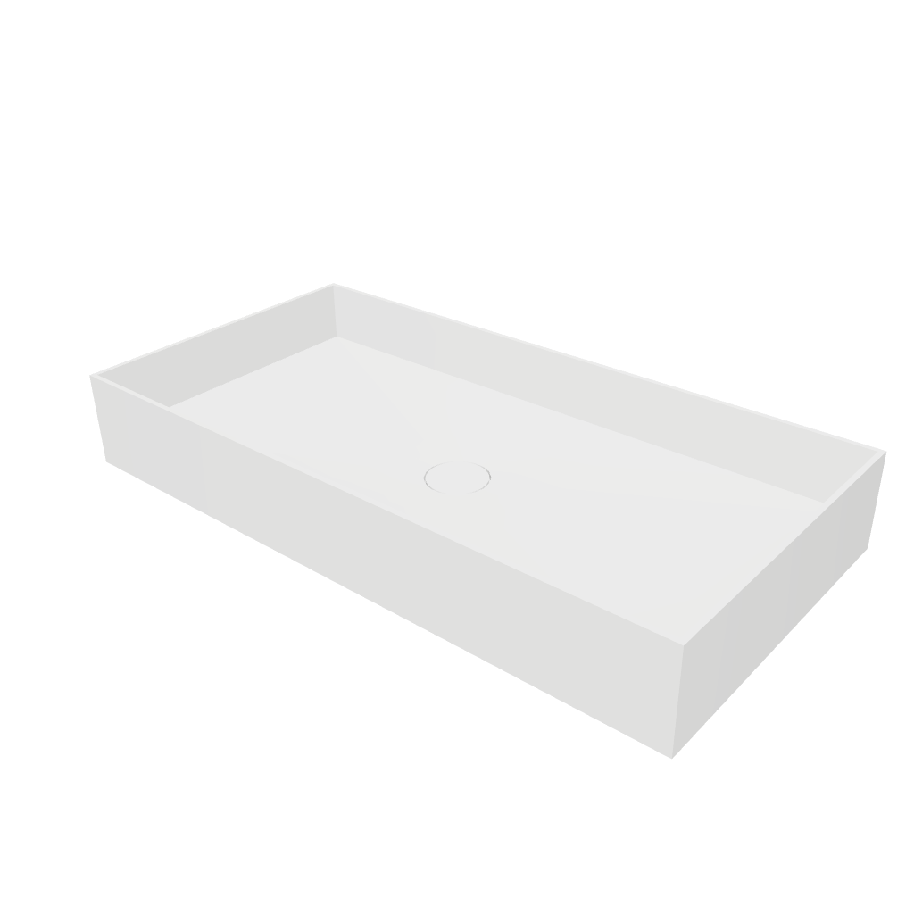 Super Thin Edge R 75 Rectangle Solid Surfaces Overcounter Washbasin Super Thin Edge系列超薄邊75厘米長方型膚感人造石台上洗手盆