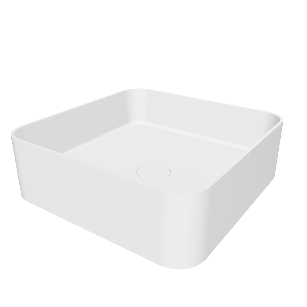 Super Thin Edge RS 40 Rounded Square Solid Surfaces Overcounter Washbasin Super Thin Edge系列超薄邊40厘米圓角正方型膚感人造石台上洗手盆