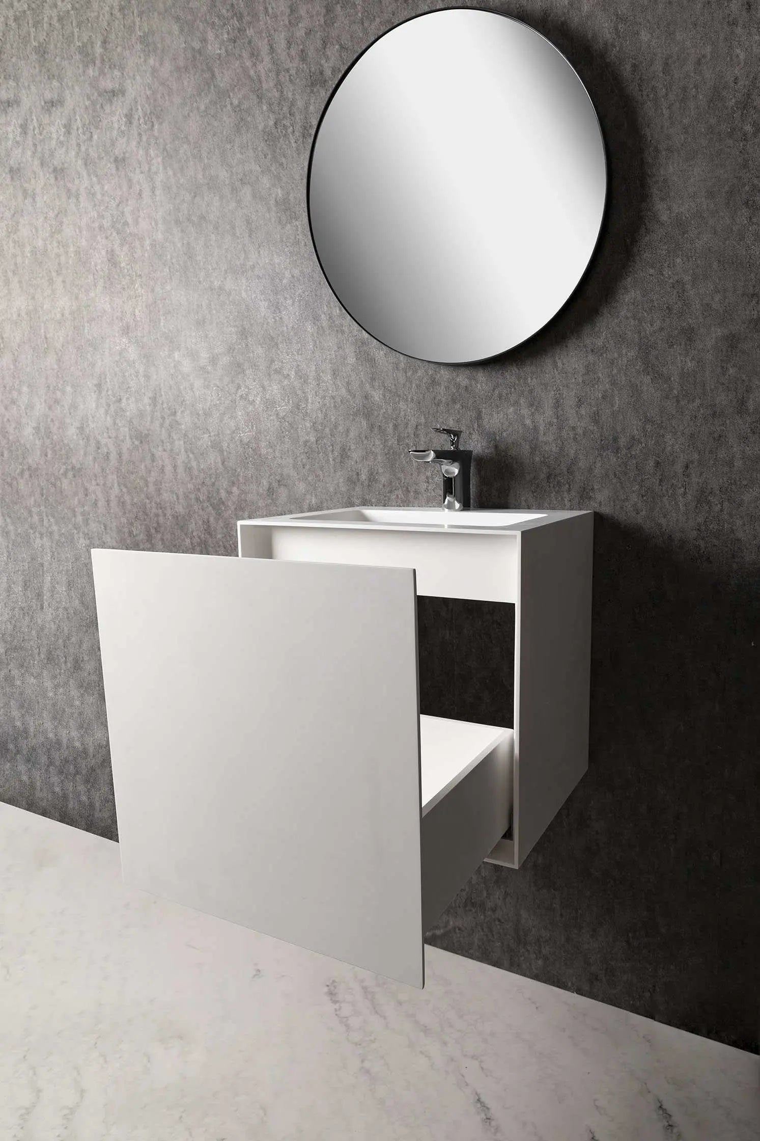 bathroom vanity Vesta WM 50 w/Drawer-WALL MOUNT WASHBASINS-訂造一體無縫洗手盆,Tailor made Washbasins,waterbasin hk, 浴室物料,浴室裝修,訂造洗手盆,浴室翻新,Bathroomware ,Bespoke bathroom,浴室配件,訂造浴室潔具,訂造浴室傢俬,香港 浴室設計 公司,best custom bathroom furniture HK, Infinite Bath
