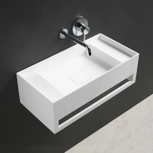 CUBE-X WM 60 w/Towel Bar & Deck-WALL MOUNT WASHBASINS-訂造一體無縫洗手盆,Tailor made Washbasins,waterbasin hk, 浴室物料,浴室裝修,訂造洗手盆,浴室翻新,Bathroomware ,Bespoke bathroom,浴室配件,訂造浴室潔具,訂造浴室傢俬,香港 浴室設計 公司,best custom bathroom furniture HK, Infinite Bath