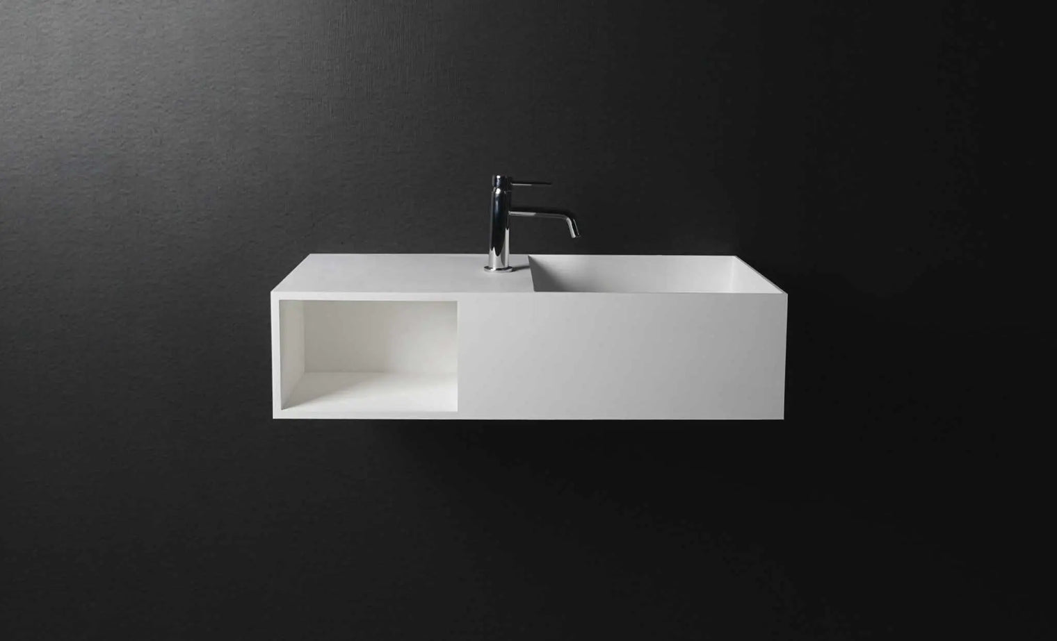 CUBE-X WM 80R w/Shelf-WALL MOUNT WASHBASINS-訂造一體無縫洗手盆,Tailor made Washbasins,waterbasin hk, 浴室物料,浴室裝修,訂造洗手盆,浴室翻新,Bathroomware ,Bespoke bathroom,浴室配件,訂造浴室潔具,訂造浴室傢俬,香港 浴室設計 公司,best custom bathroom furniture HK, Infinite Bath