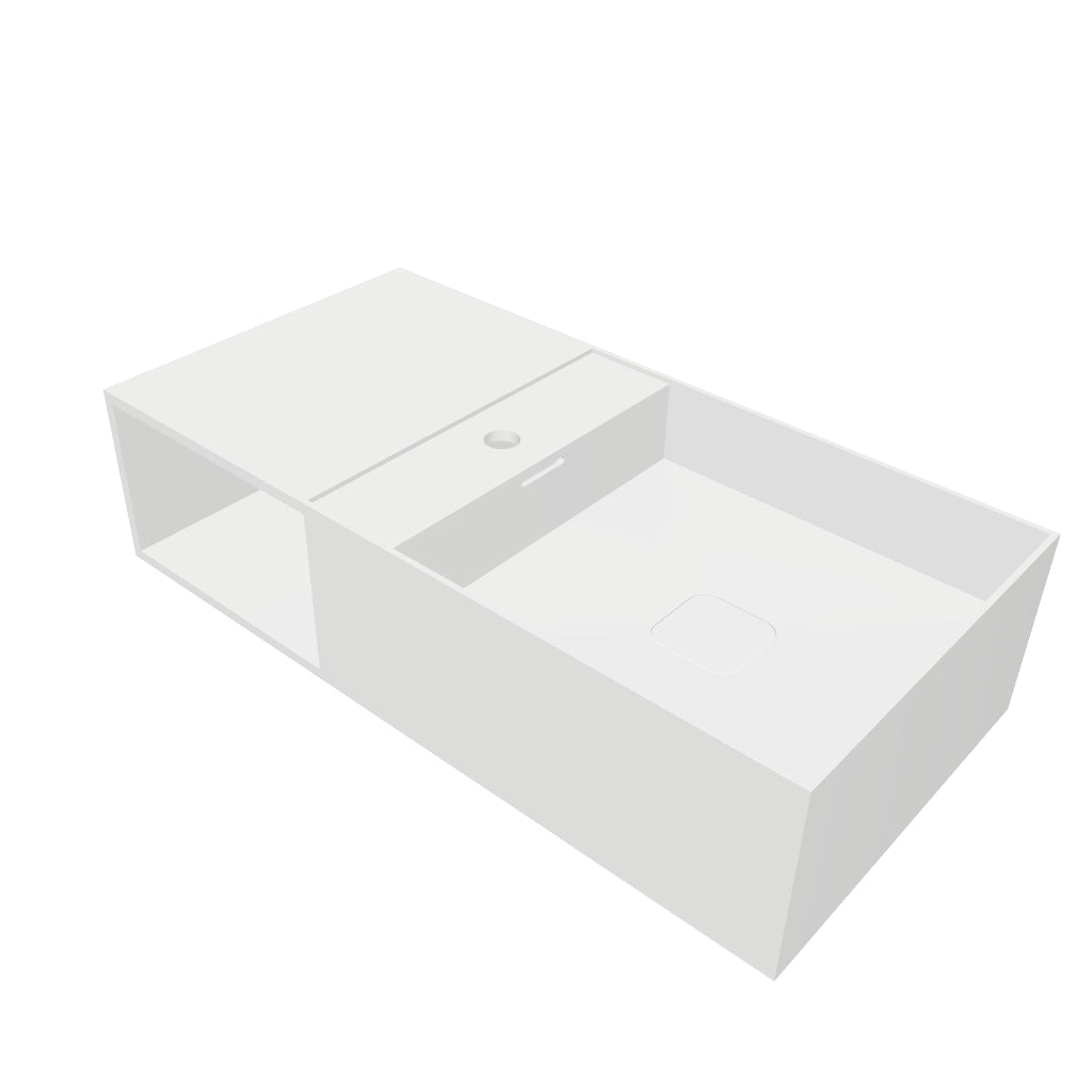 INFINITE | CUBE-X WM 80R with Shelf | Wall Mount Washbasin | INFINITE Solid Surfaces