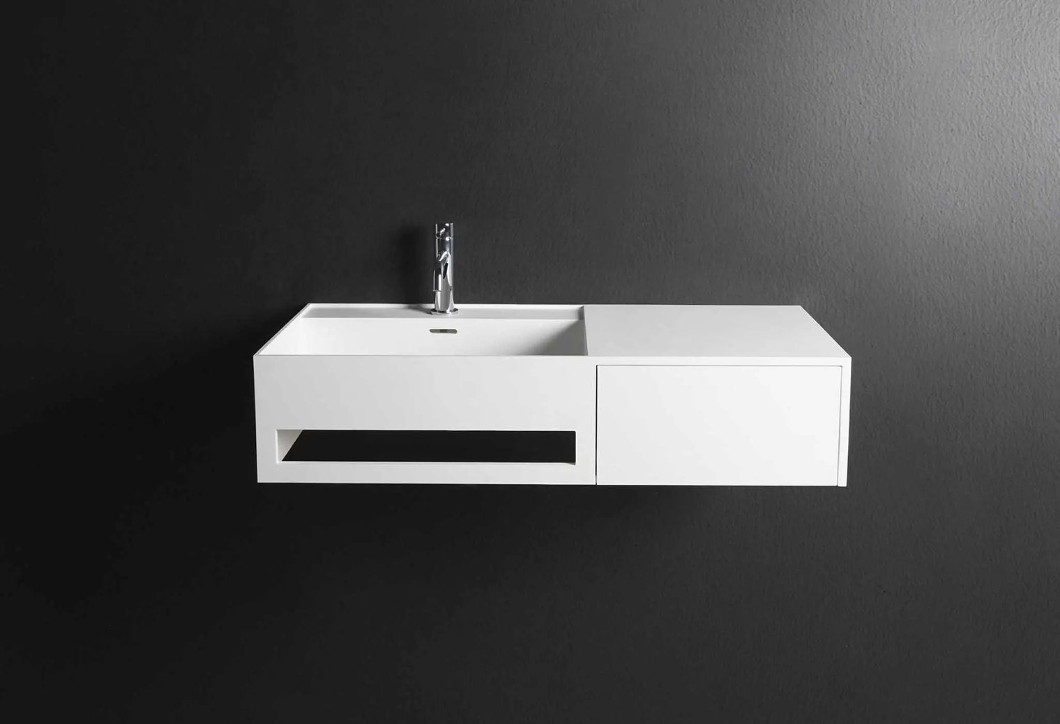 bathroom vanity CUBE-X WM 90L w/Drawer-WALL MOUNT WASHBASINS-訂造一體無縫洗手盆,Tailor made Washbasins,waterbasin hk, 浴室物料,浴室裝修,訂造洗手盆,浴室翻新,Bathroomware ,Bespoke bathroom,浴室配件,訂造浴室潔具,訂造浴室傢俬,香港 浴室設計 公司,best custom bathroom furniture HK, Infinite Bath