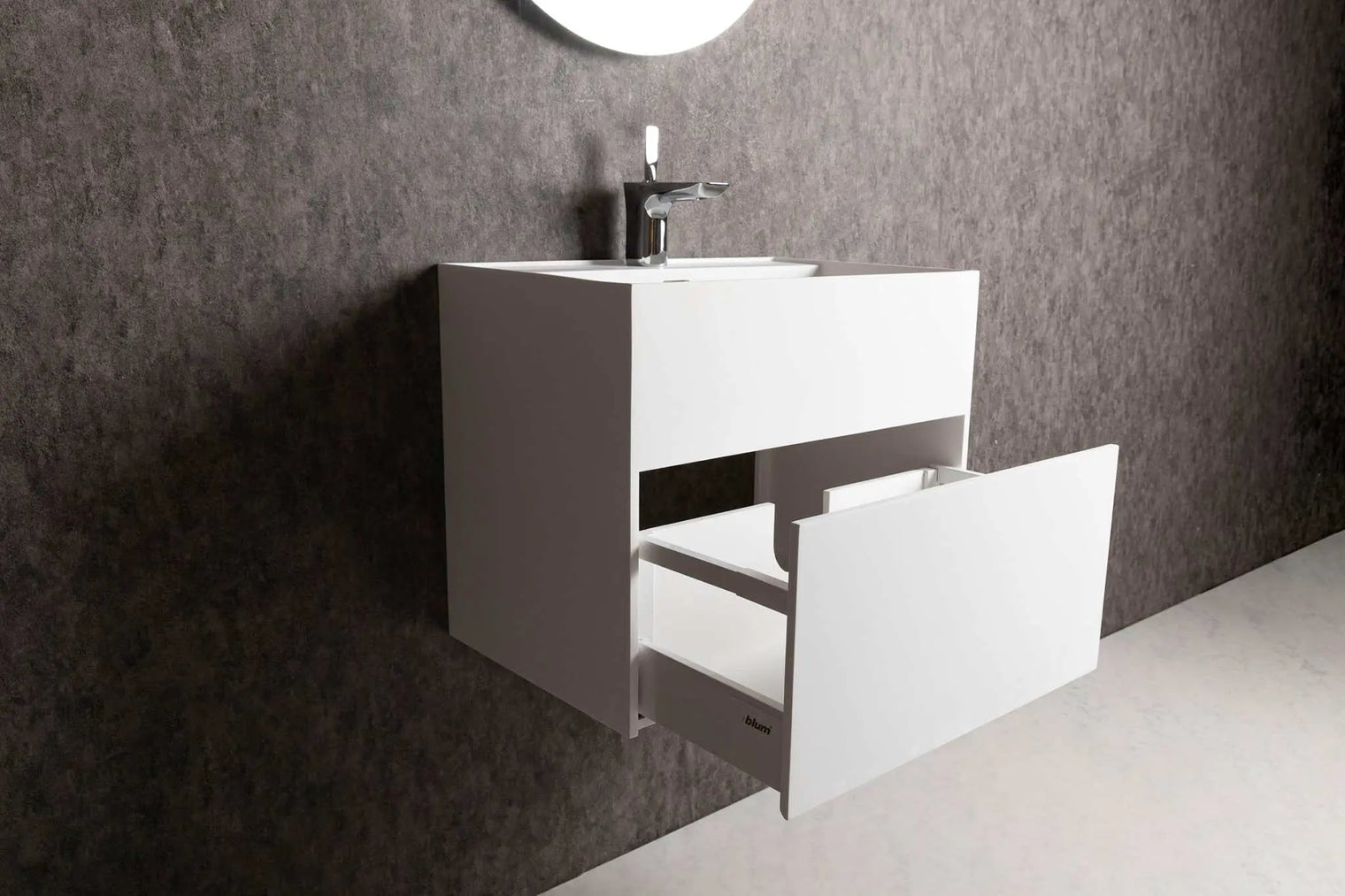 bathroom vanity CUBE-X WM 60 w/Drawer-WALL MOUNT WASHBASINS-訂造一體無縫洗手盆,Tailor made Washbasins,waterbasin hk, 浴室物料,浴室裝修,訂造洗手盆,浴室翻新,Bathroomware ,Bespoke bathroom,浴室配件,訂造浴室潔具,訂造浴室傢俬,香港 浴室設計 公司,best custom bathroom furniture HK, Infinite Bath