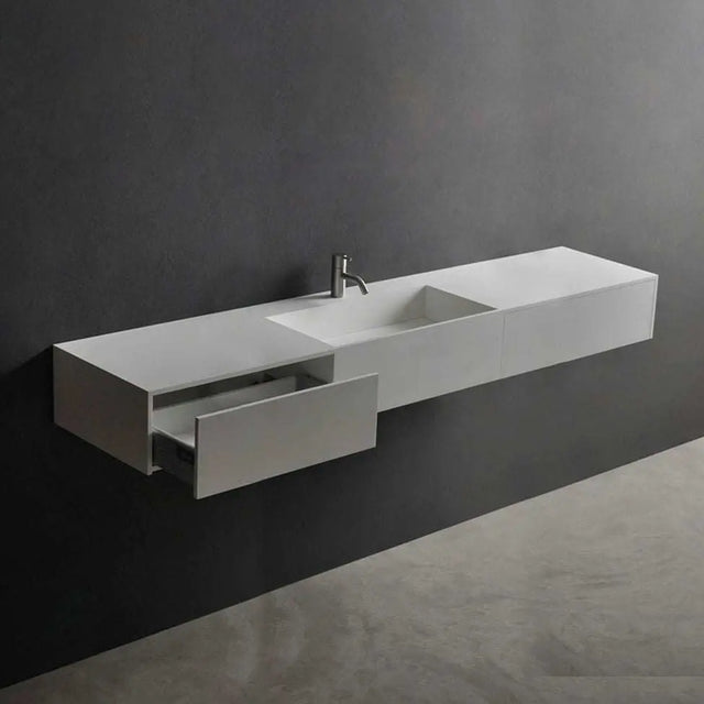 bathroom vanity CUBE-X WM 140 w/Drawers-WALL MOUNT WASHBASINS-訂造一體無縫洗手盆,Tailor made Washbasins,waterbasin hk, 浴室物料,浴室裝修,訂造洗手盆,浴室翻新,Bathroomware ,Bespoke bathroom,浴室配件,訂造浴室潔具,訂造浴室傢俬,香港 浴室設計 公司,best custom bathroom furniture HK, Infinite Bath