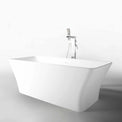 White freestanding Ragusa 165 bathtubs made of INFINITE Solid Surfaces with built-in overflow and pop-up drainage